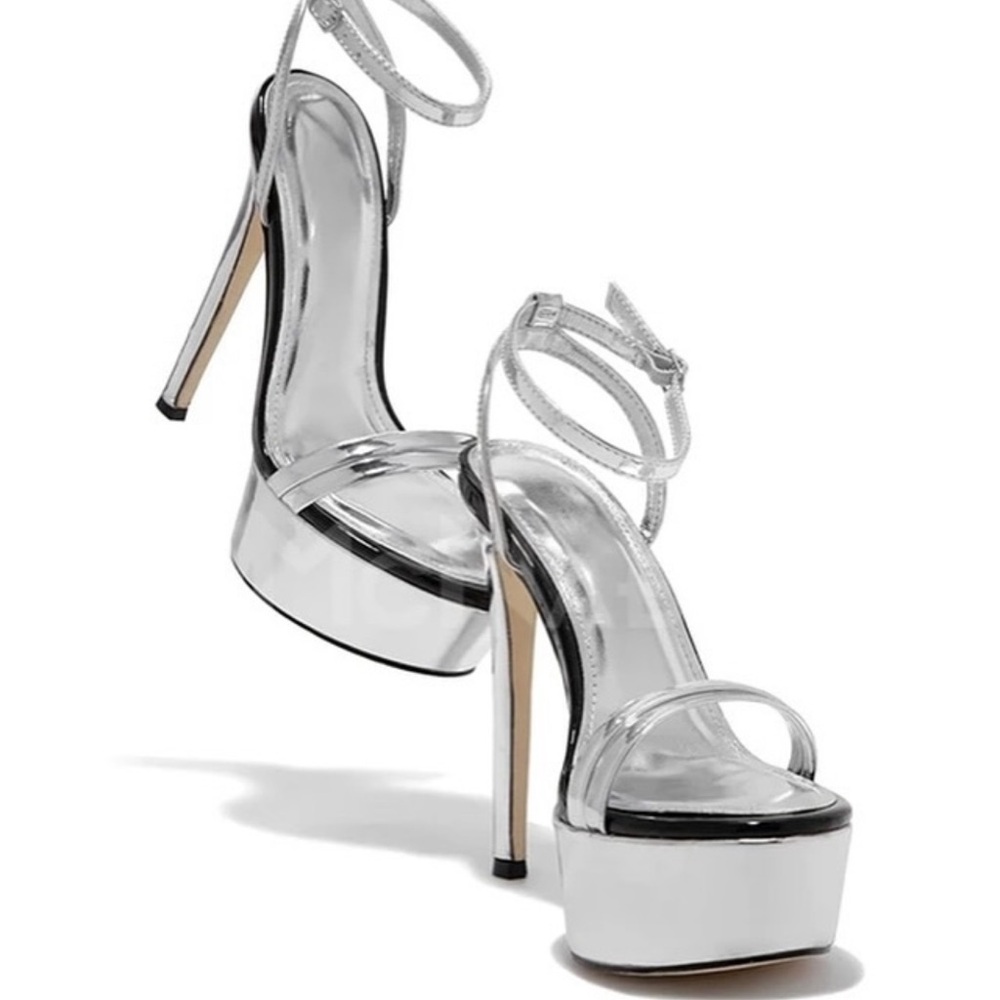 Elegant Silver Platform Heels